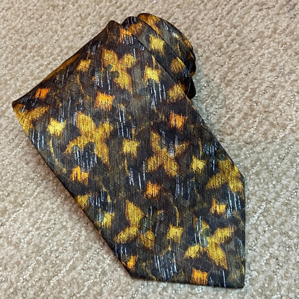 Ermenegildo Zegna XL Necktie Green Yellow‎ 3.75x64 Big & Tall Old Money Business